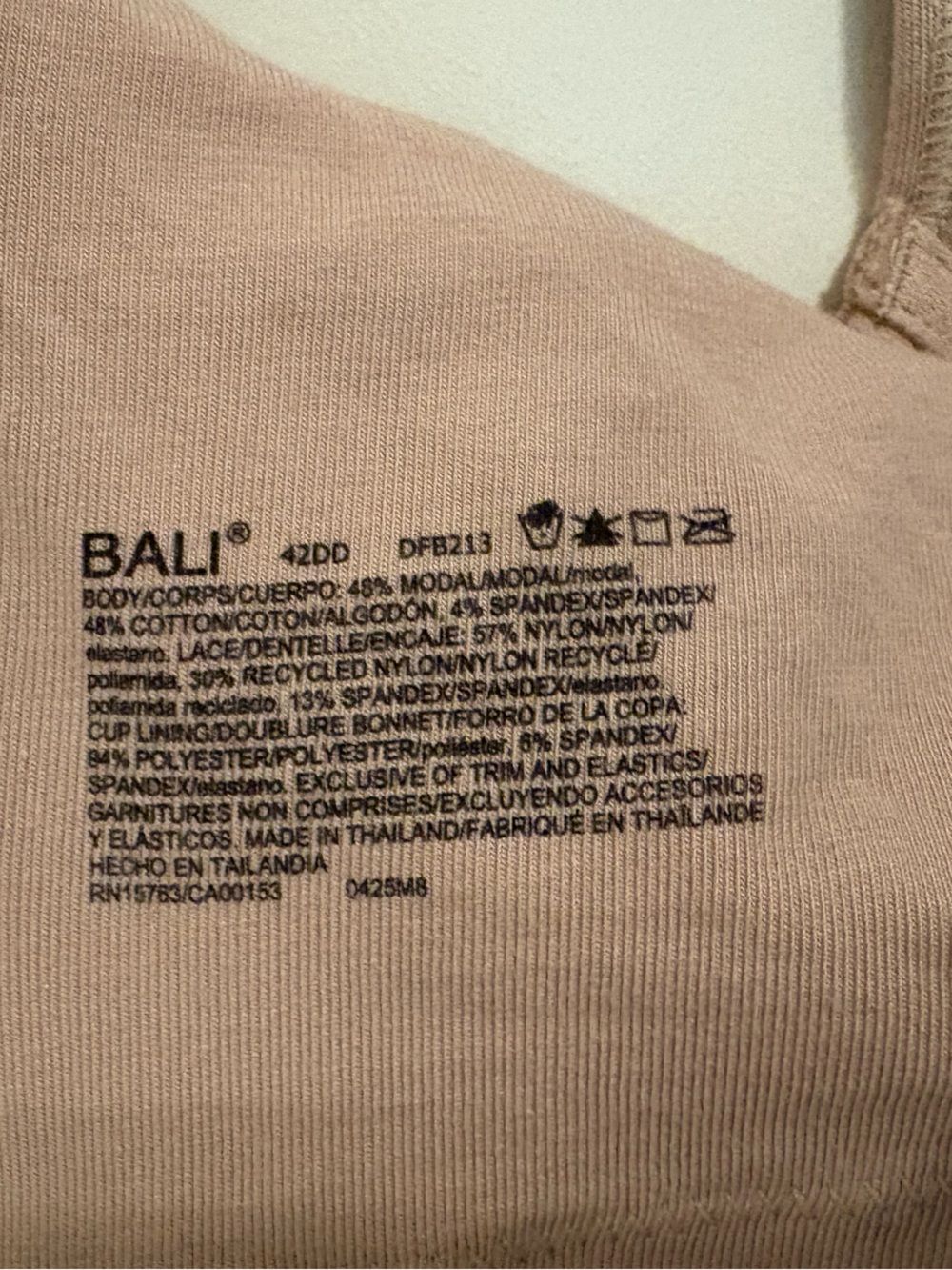 42DD Beauty by Bali Breathable Lace Underwire Bra Full Coverage Beige/tan - Picture 8 of 8